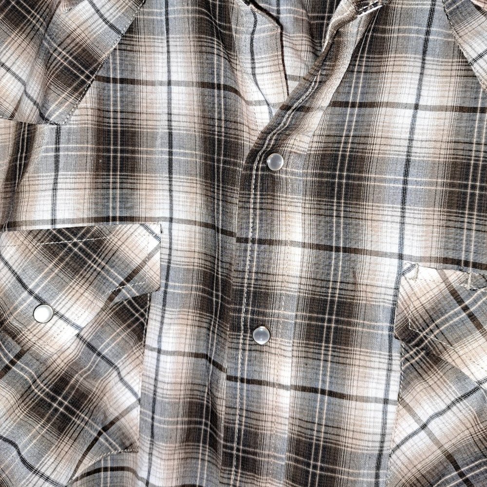 Men's Ely Cattleman Short Sleeve Plaid Western Pearl Snap Shirt XLTALL - Picture 4 of 7